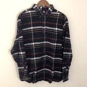 ROWM Plaid flannel 100% cotton shirt button up long sleeve blue red tan white XL